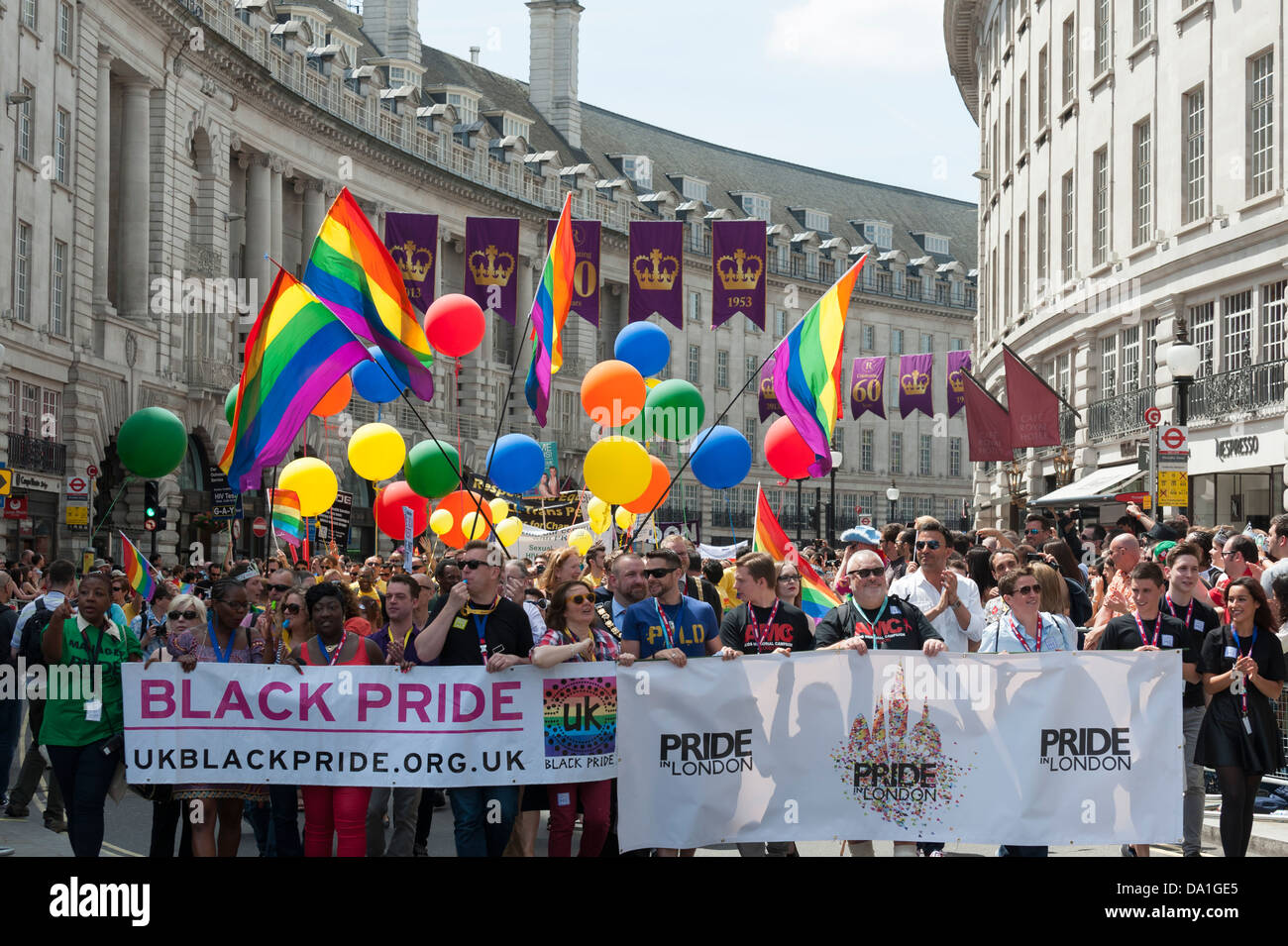 29th June 2013. The London Pride parade on Regent's Street in London. Photographer: Gordon Scammell Stock Photo