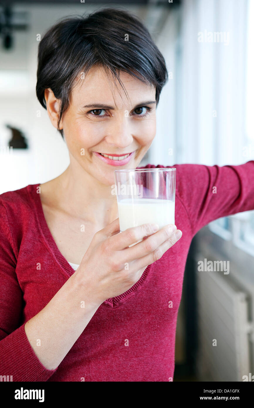 WOMAN WITH COLD DRINK Stock Photo