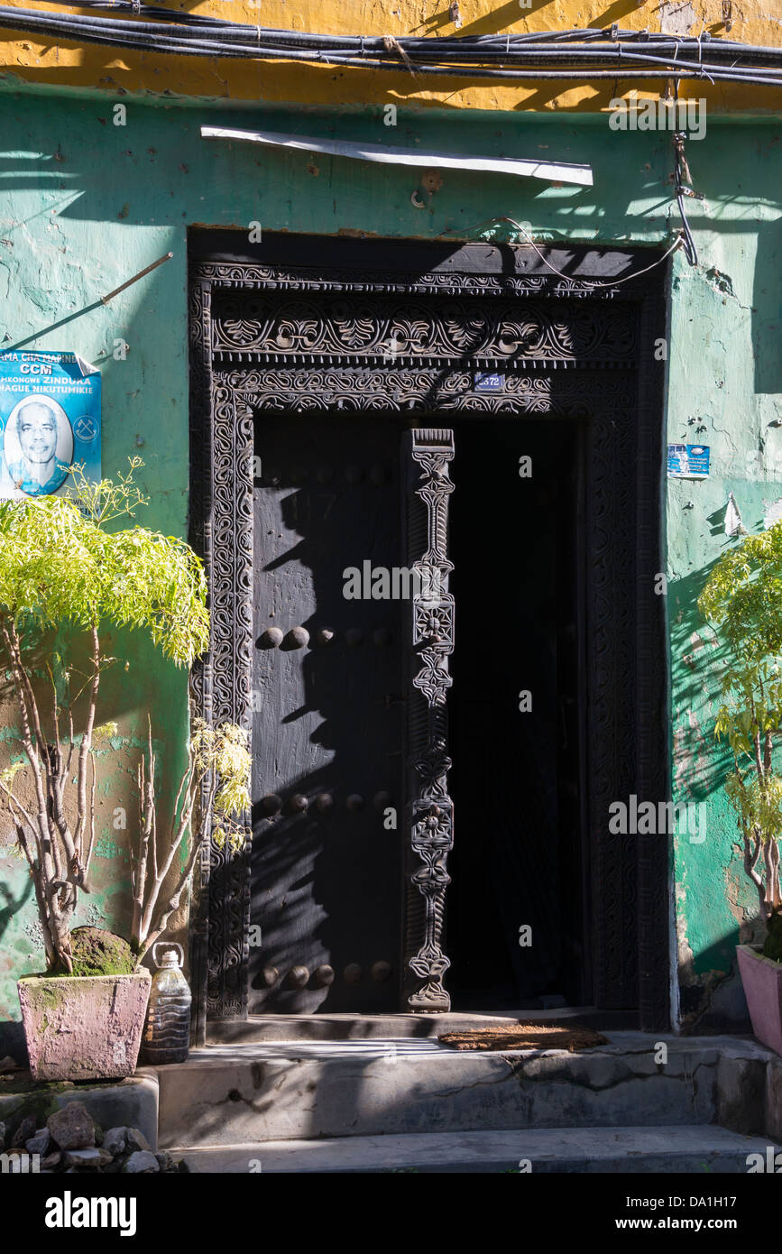 Old door. Stone Town, Zanzibar, United Republic of Tanzania, East Africa. Stock Photo