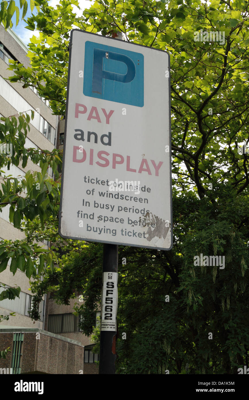 A Pay and Display parking sign Stock Photo