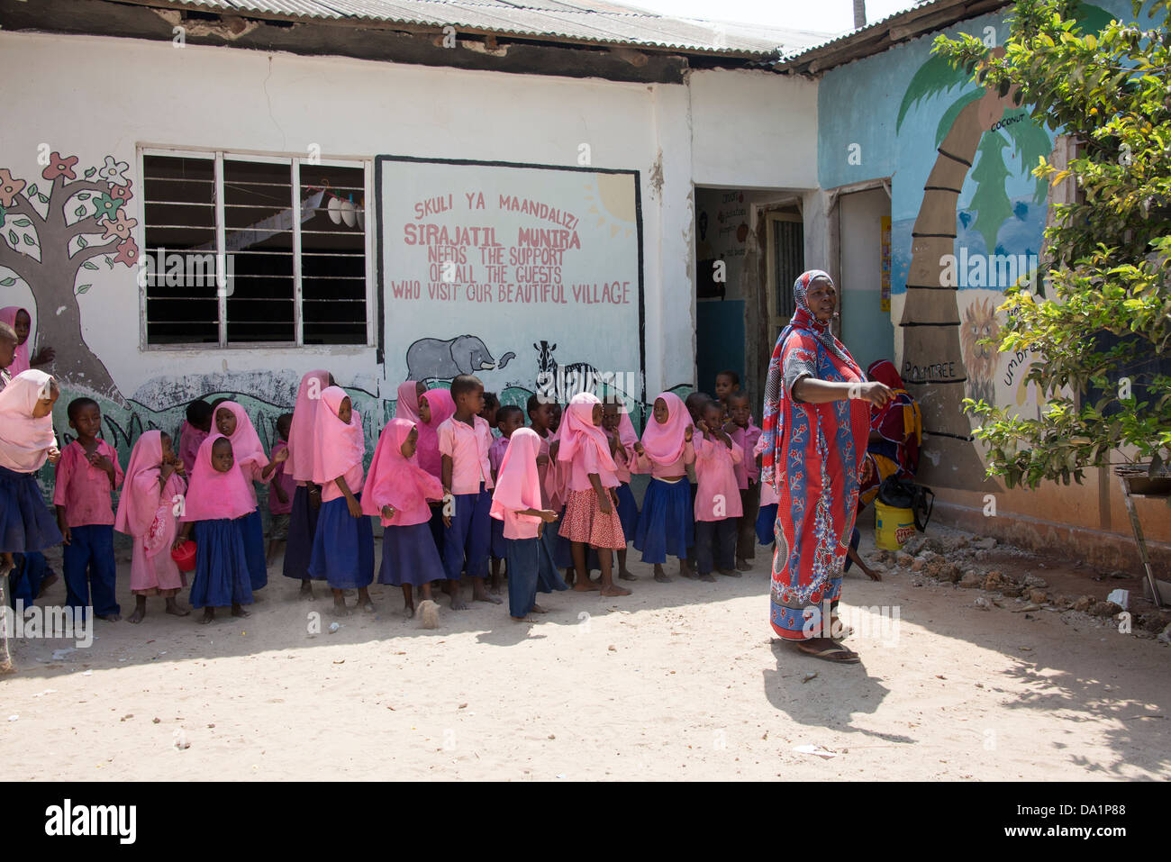 Pupils at Jambiani primary school, Zanzibar, United Republic of Tanzania, East Africa. Stock Photo