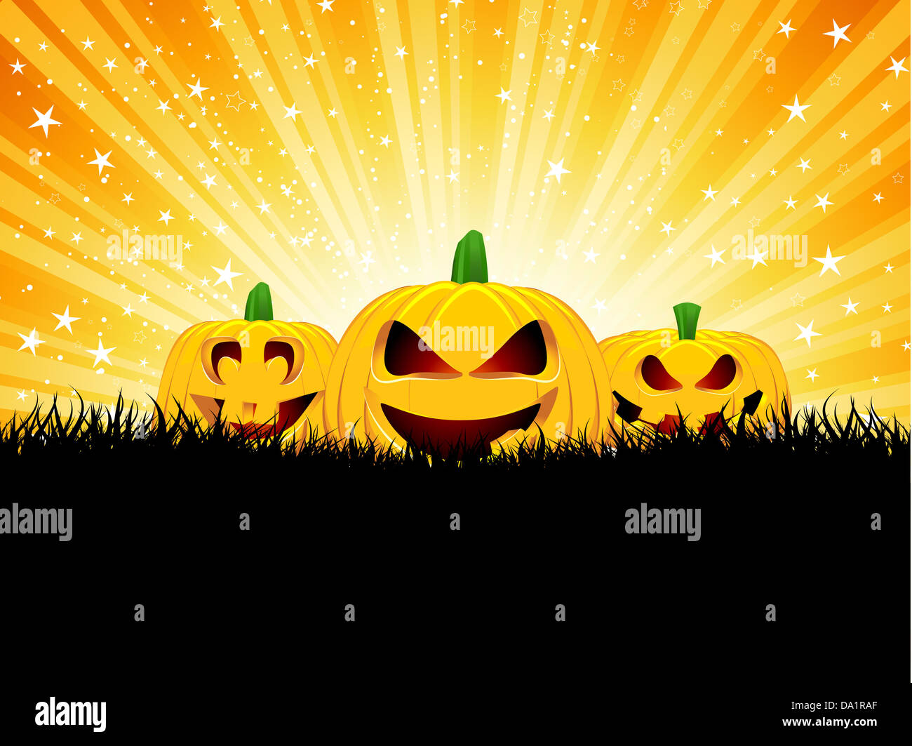 Halloween background with pumpkins in grass Stock Photo - Alamy