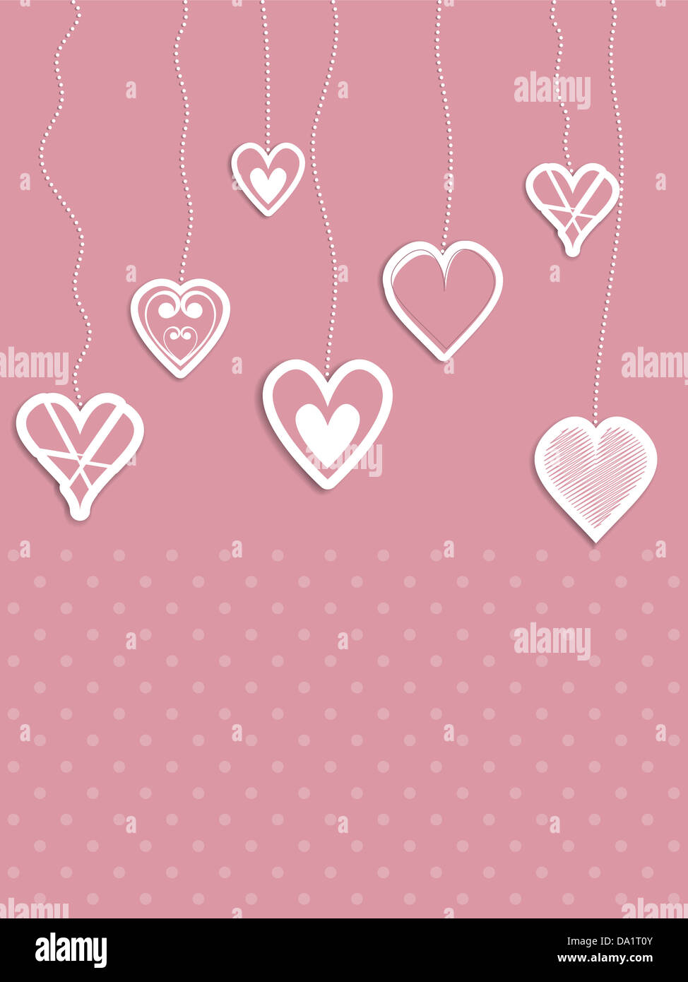 Valentines Day themed background of hanging hearts Stock Photo - Alamy
