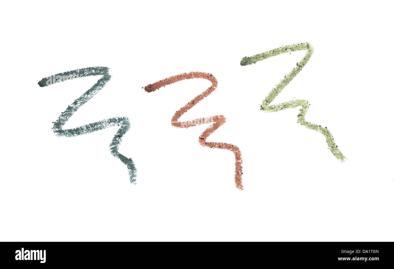 green eyeliner squiggle cut out onto a white background Stock Photo