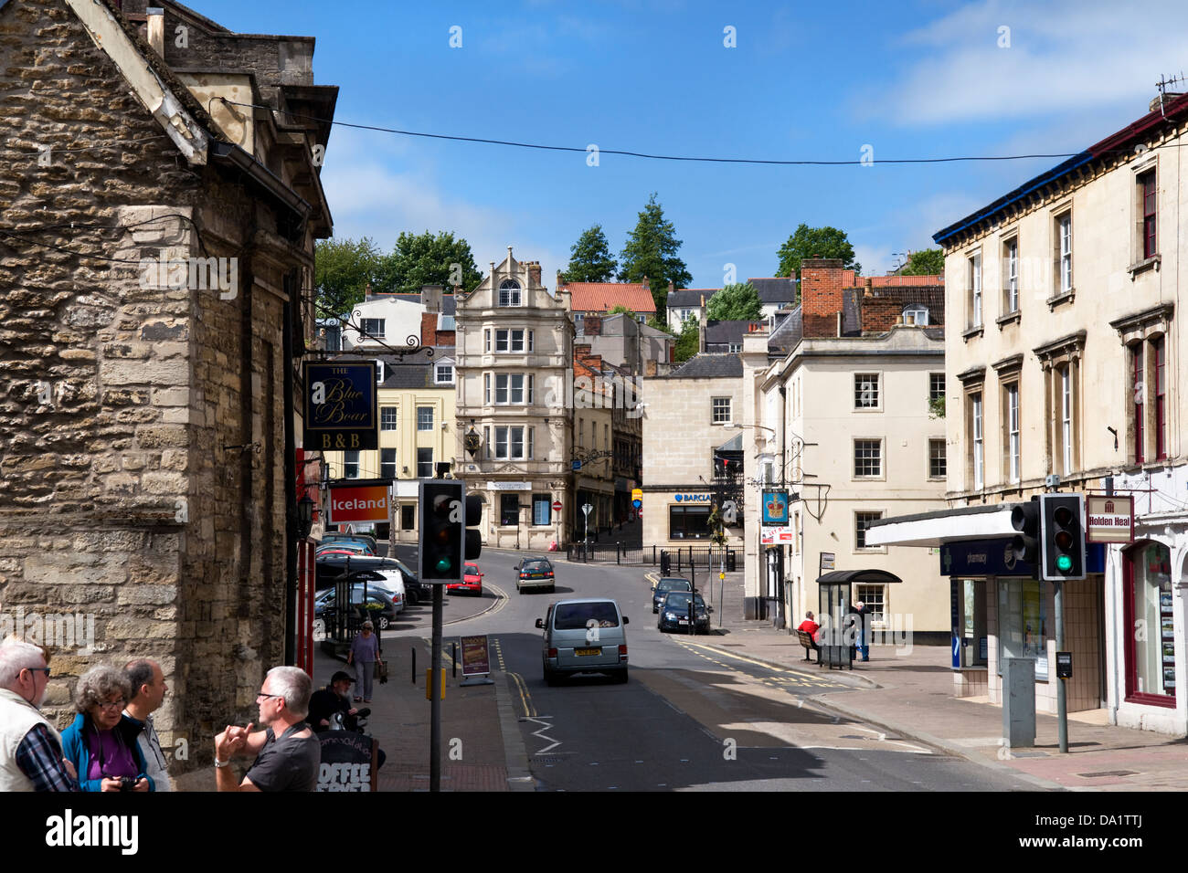 Frome High street, Somerset, UK on bright sunny day Stock Photo