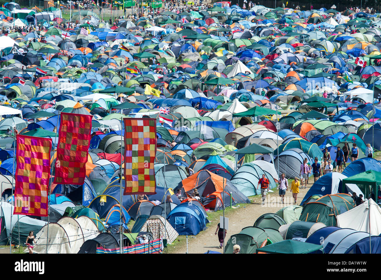 Tents,tents, tents. The view from the tower. The 2013 Glastonbury