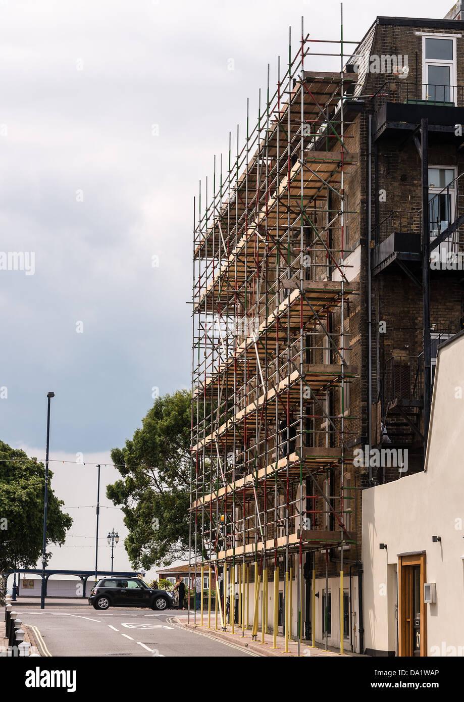 Tall Scaffolding on building Stock Photo