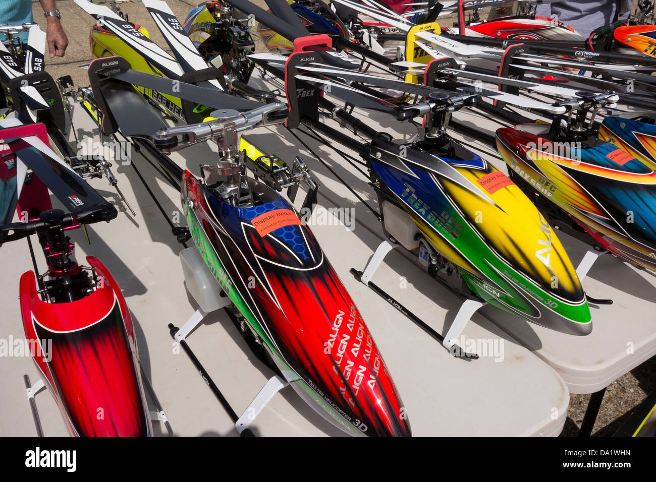Model helicopters on display at Wings and wheels North Weald Essex