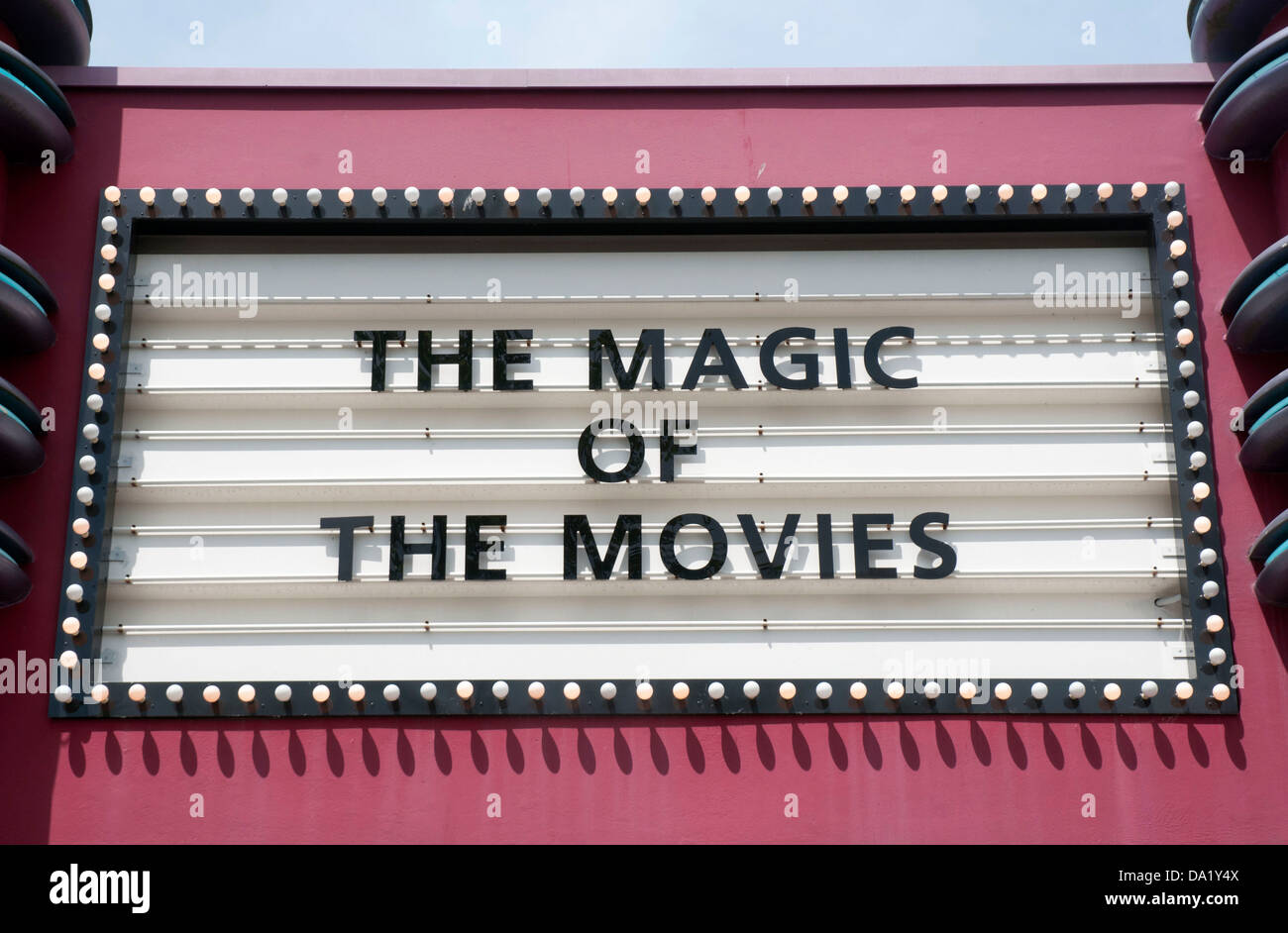 The Magic of the Movies sign on a cinema at Eurodisney in Paris, France. Stock Photo