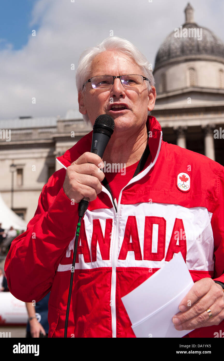 Trafalgar Square, London, UK. 1st July 2013. Canada Day 2013, Canadian High Commissioner Gordon Campbell. It is also Canada's 146th Birthday celebration. Credit:  Rena Pearl/Alamy Live News Stock Photo