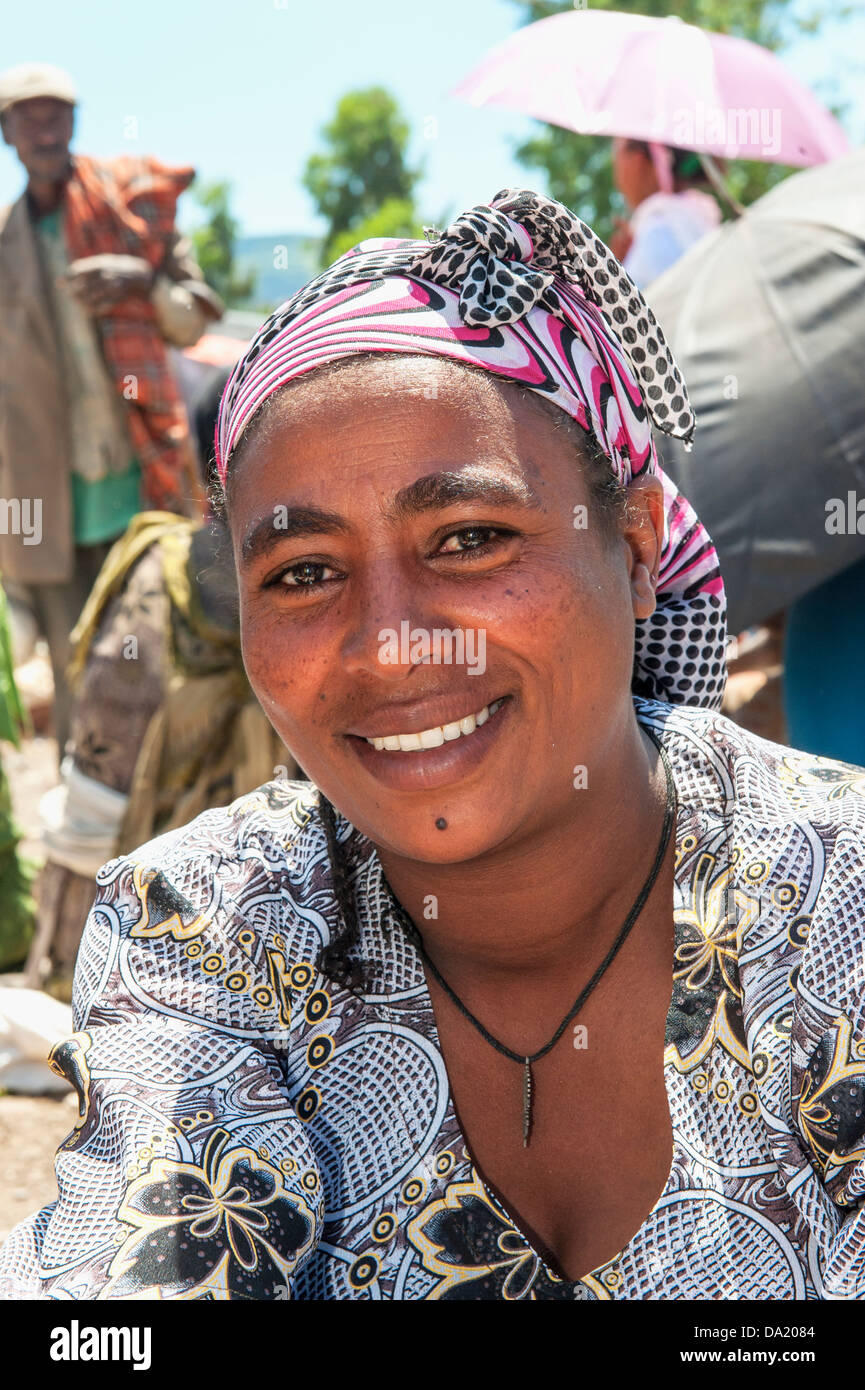 Young woman at the Lalibela market, Amhara region, Northern Ethiopia ...