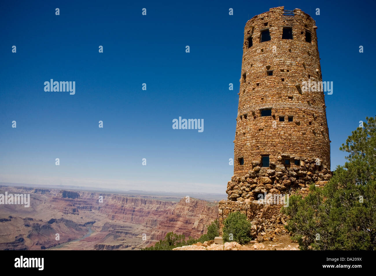 The Desert View Watchtower overlooks the southern rim of the Grand ...