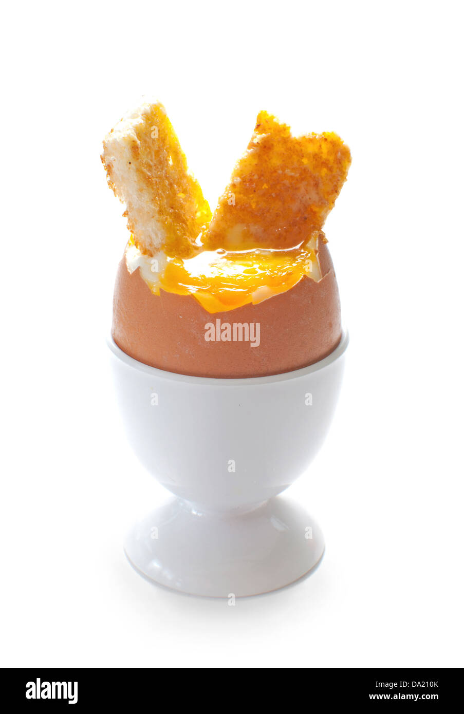Boiled egg in a cup holder Stock Photo