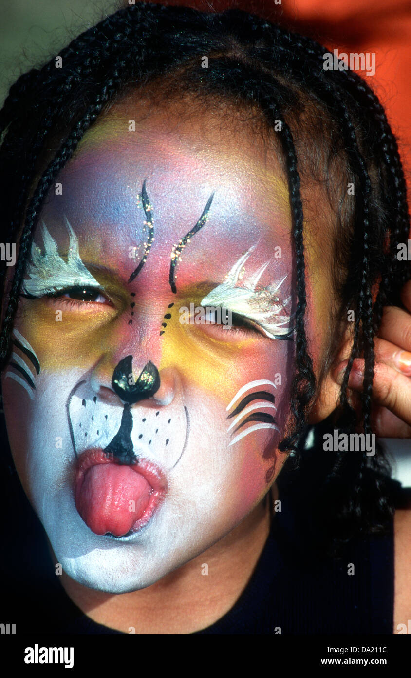 Face painting at Southwark Show, southeast London, UK. 1998. Stock Photo