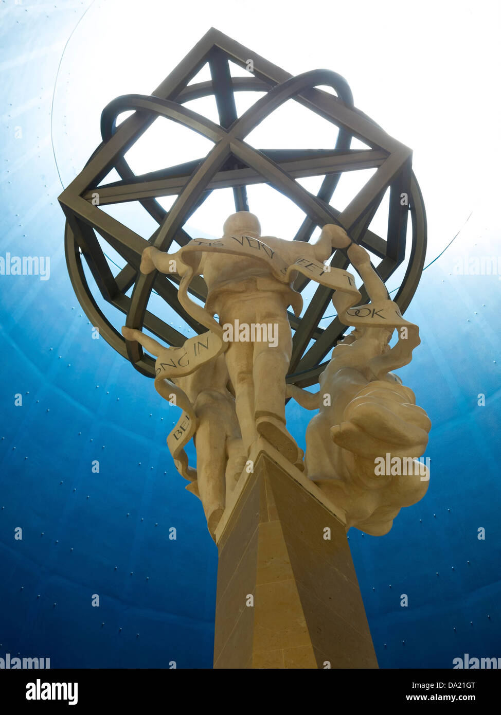 Armillary sphere sculpture, public art in the Star Court at Bluewater Shopping Centre, Greenhithe, Kent, England, UK Stock Photo