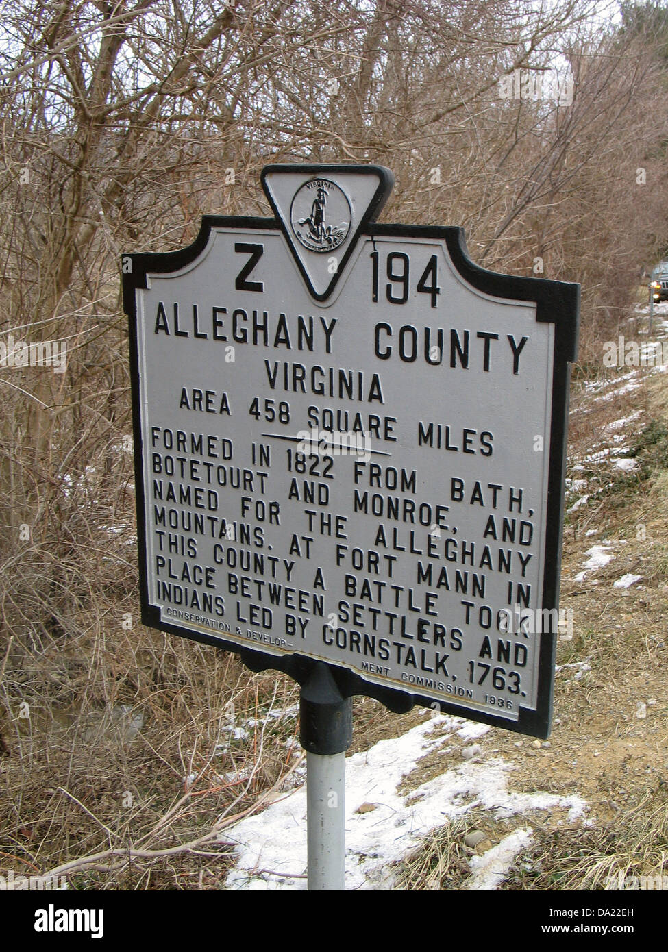 ALLEGHANY COUNTY VIRGINIA Area 458 Square Miles Formed in 1822 from