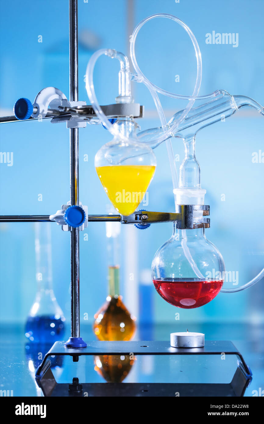 chemistry experiment in laboratory Stock Photo