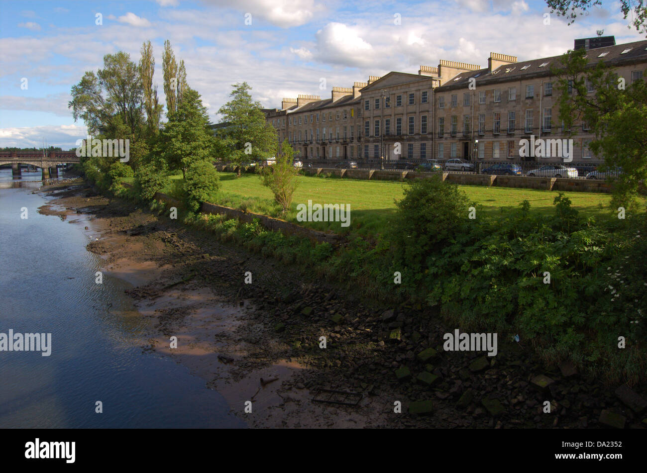 Waterfront on the south bank of the River Clyde in Glasgow, Scotland Stock Photo