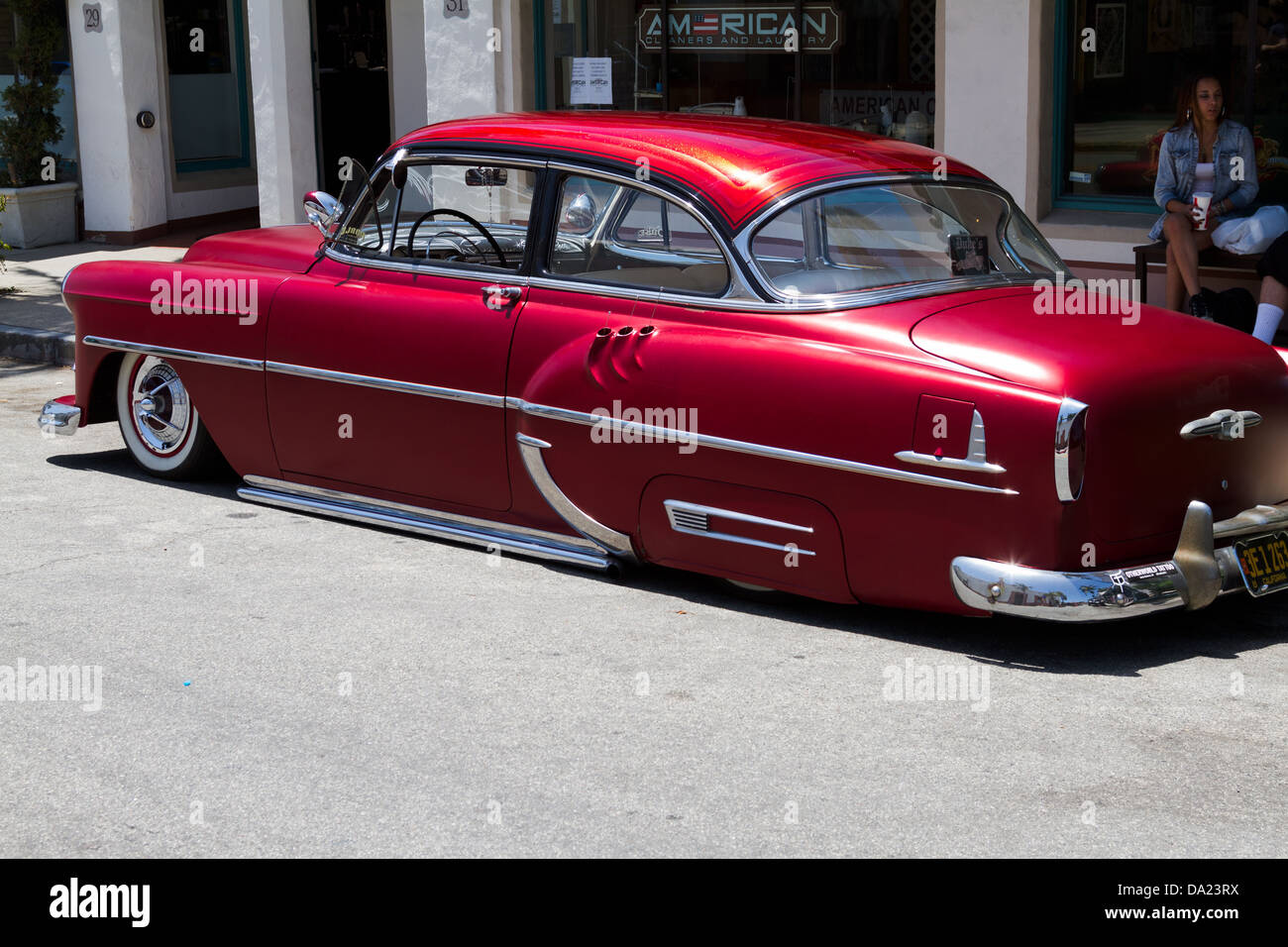 Customized 1953 Chevrolet parked  on the street Stock Photo