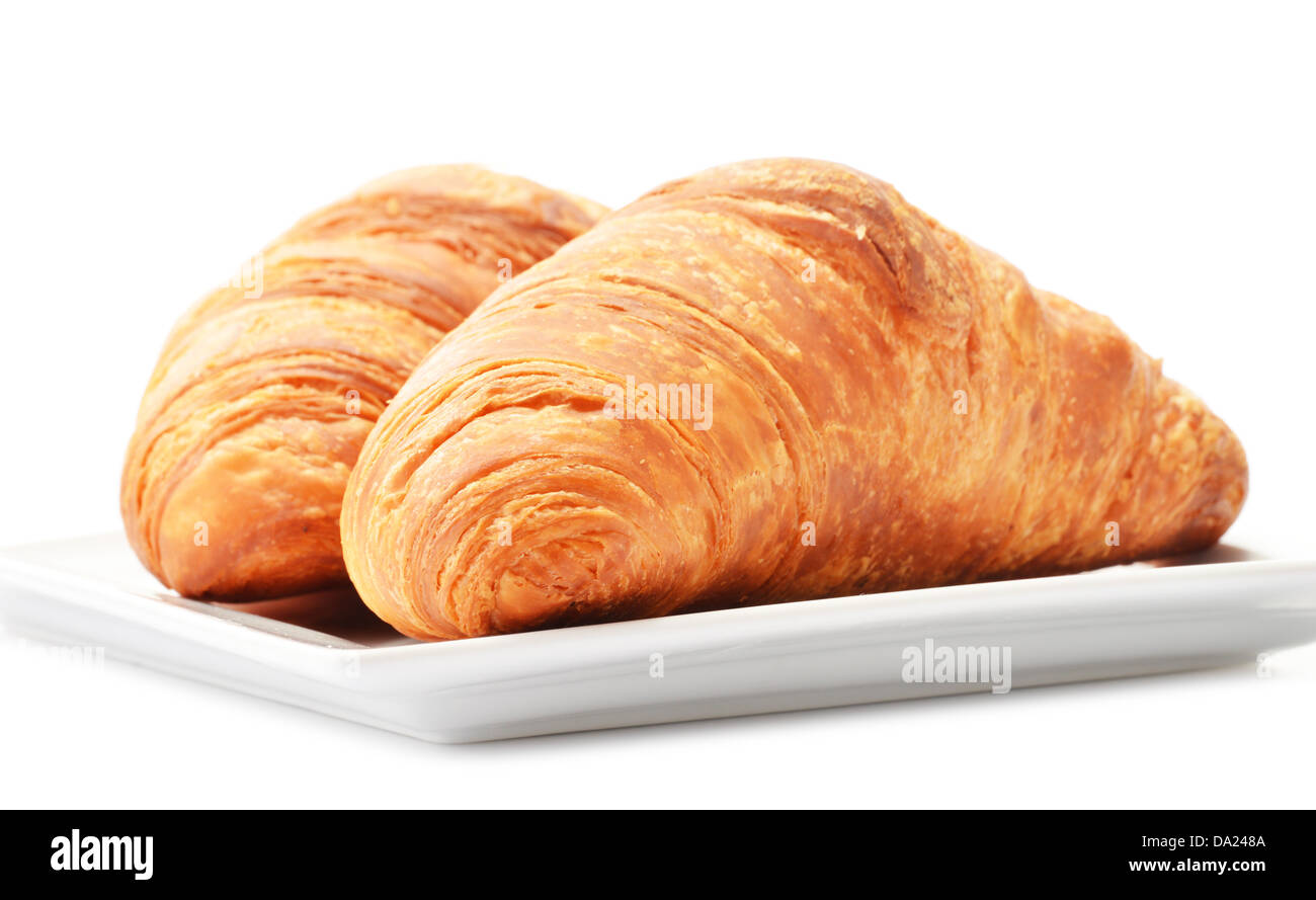 Fresh croissants isolated on white background Stock Photo - Alamy