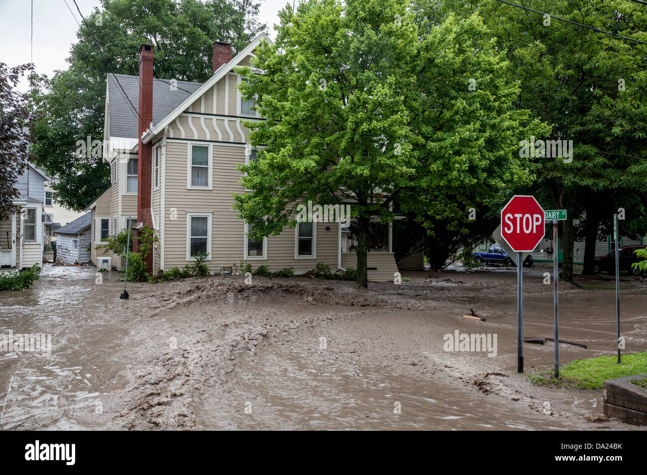 Flooding in Fort Plain, New York, in the Mohawk Valley Stock Photo Alamy