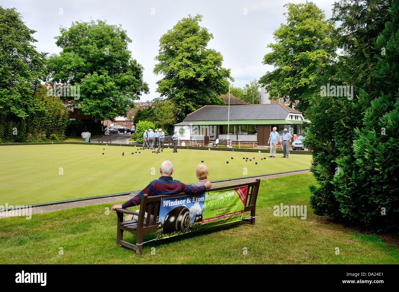 Windsor and Eton Bowling club on a summers day Stock Photo