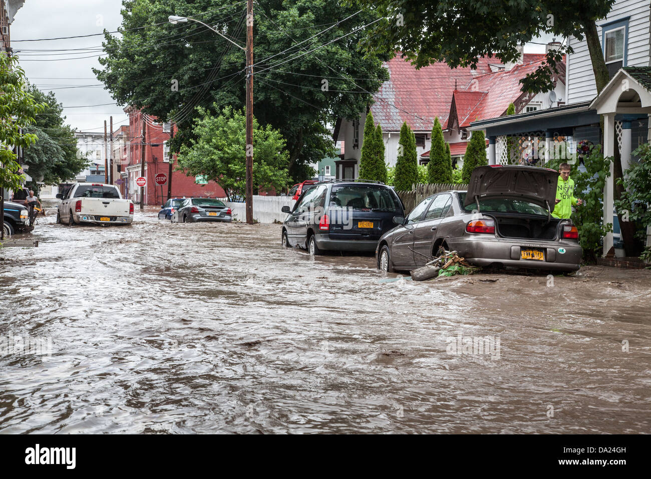 Flooding in Fort Plain, New York, in the Mohawk Valley Stock Photo Alamy