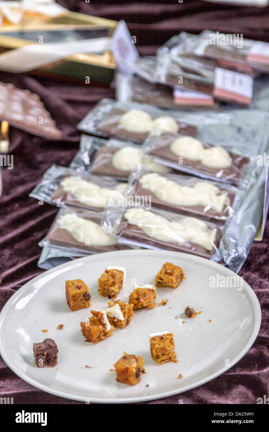 a few free samples of cake are left on a plate with a few free baking samples