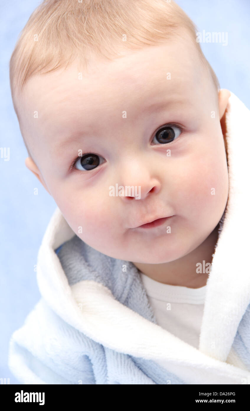 Beautiful baby after bath look at the camera Stock Photo Alamy