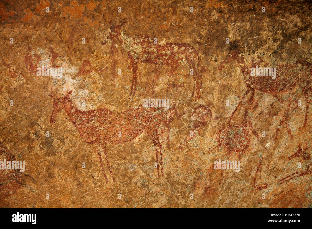 Ancient rock art, Big Cave Camp, Matopos Hills, near Bulawayo, Zimbabwe, Southern Africa Stock Photo