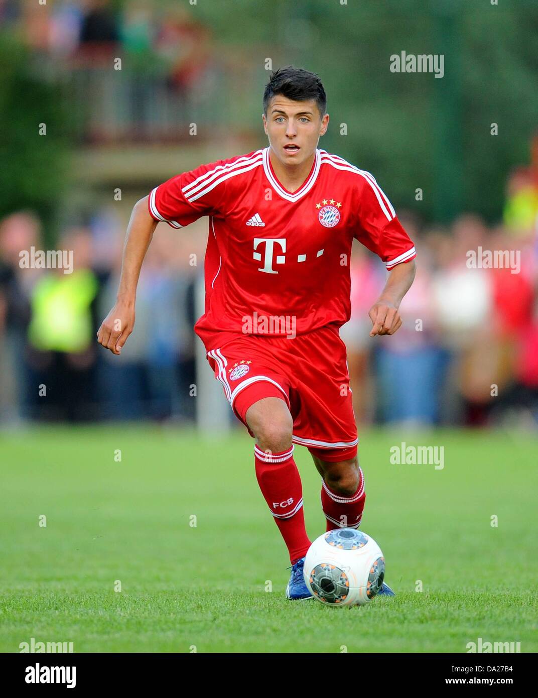 30.06.2013. Munich, Germany. Bayern Munich practise sessions versus  TSV Rain   Alessandro Schoepf FC  Bayern Munich on the ball Stock Photo