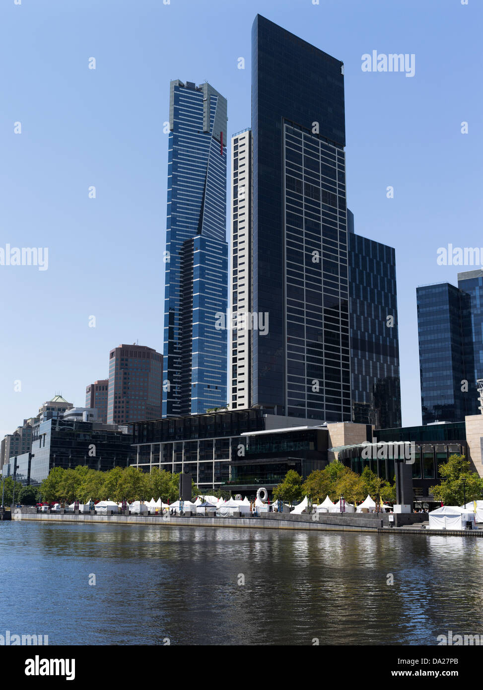 dh River Yarra MELBOURNE AUSTRALIA Southbank Freshwater Place and Euraka Tower riverside buildings skyline Stock Photo