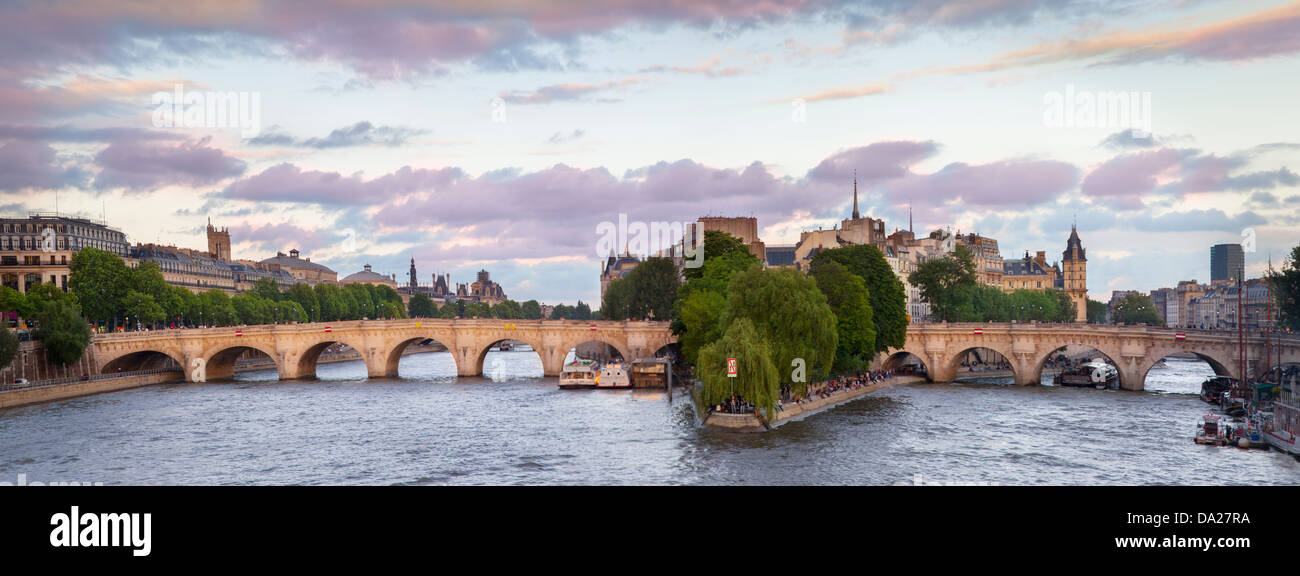 Evening over River Seine, Paris France Stock Photo