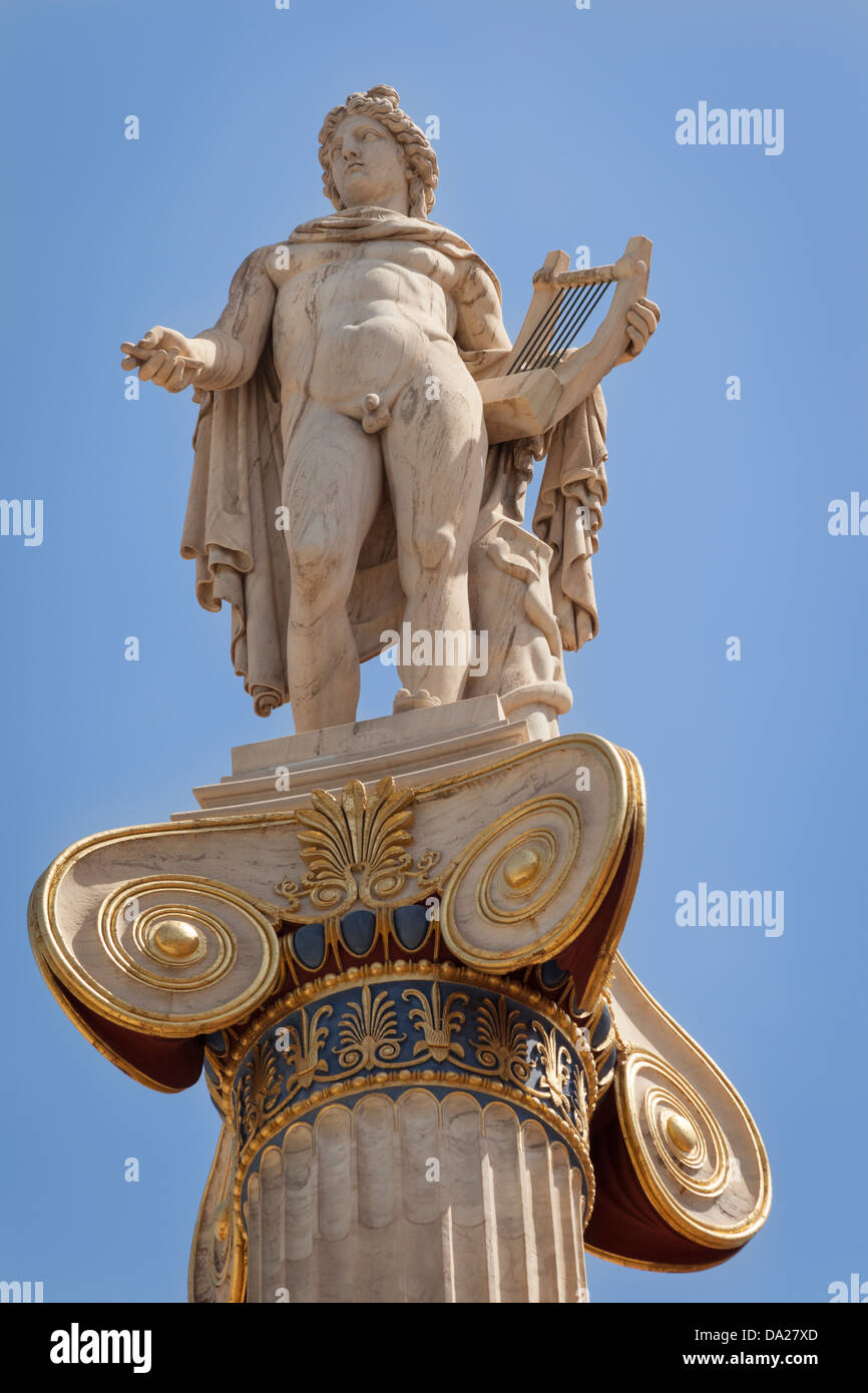 Statue of Apollo outside the Academy of Arts, Athens, Greece Stock Photo