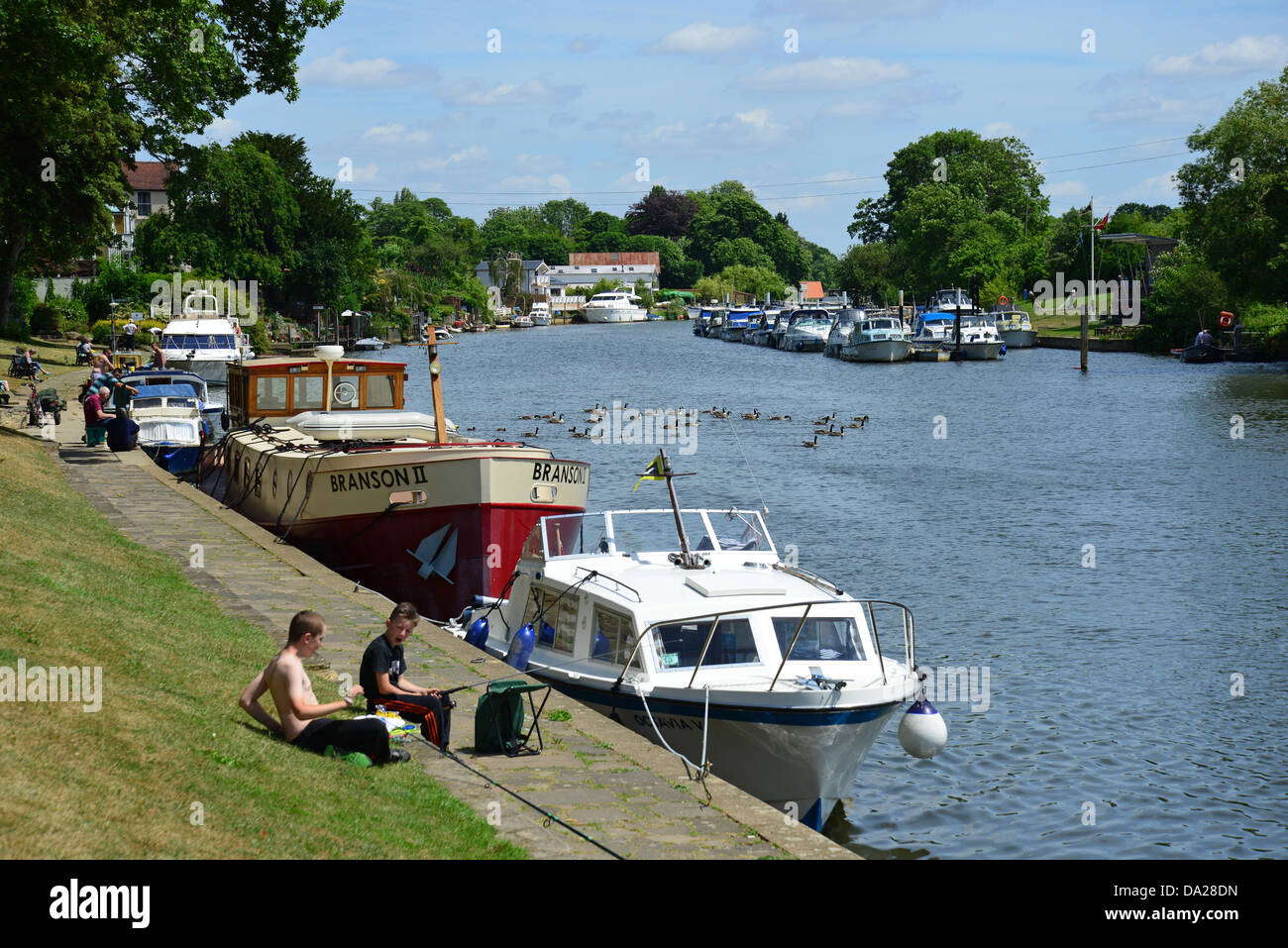 Riverside view, River Thames, Sunburyon Thames, Surrey, England, United Kingdom Stock Photo Alamy