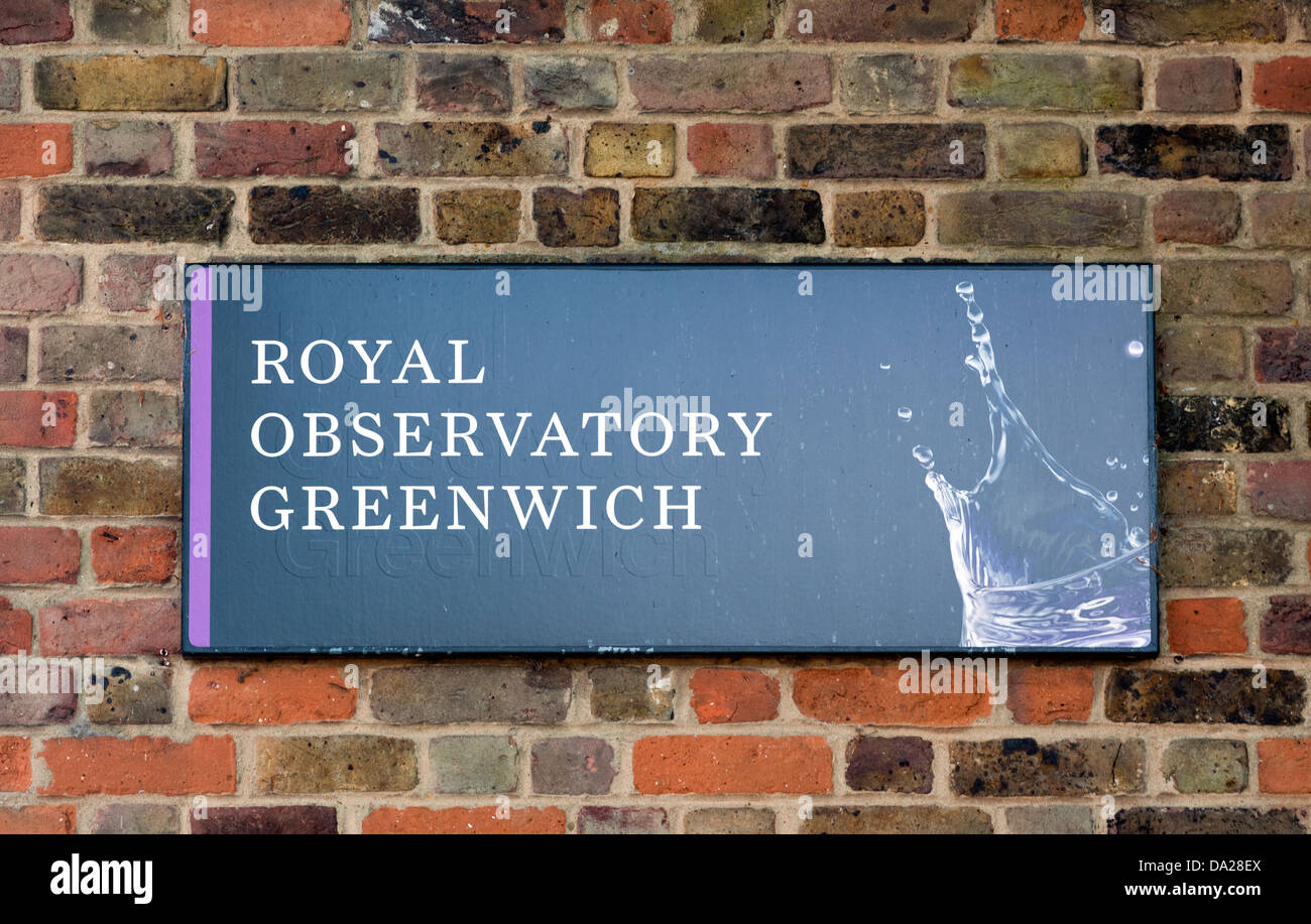 Royal Greenwich Observatory Sign London UK Stock Photo