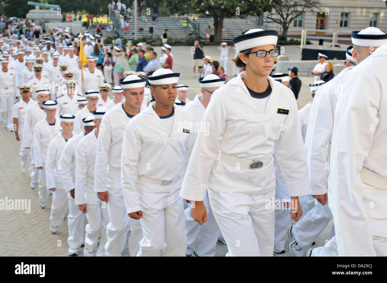 us naval academy incoming freshmen known as plebes march into the