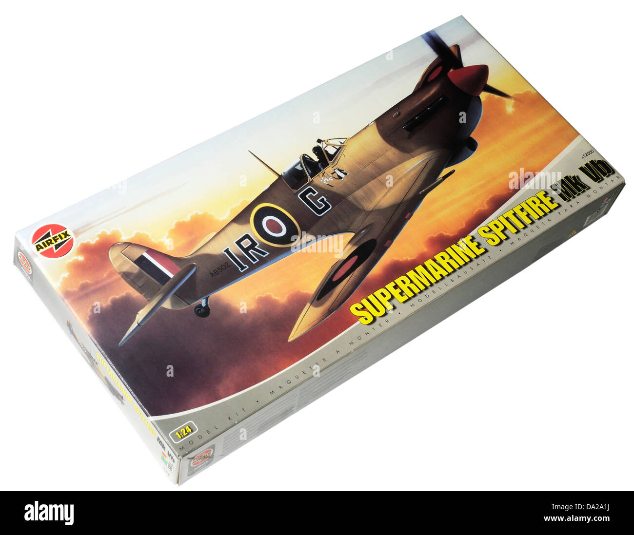 An Airfix model Spitfire in 1/24 scale Stock Photo