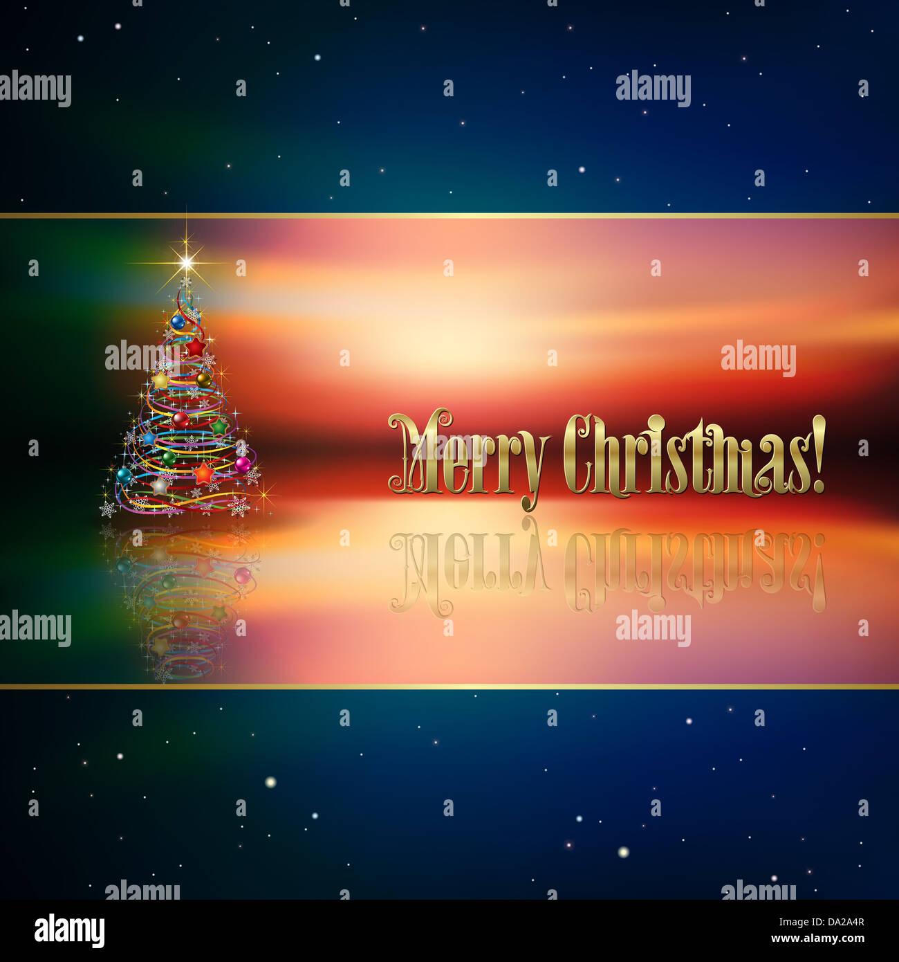 Abstract blue background with Christmas tree and decorations Stock ...