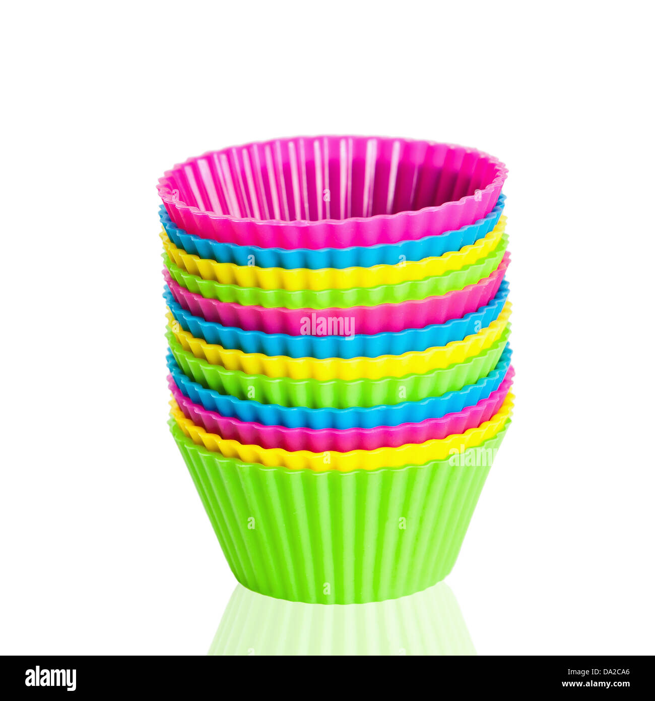 baking silicone cups for cupcakes or muffins on white background Stock Photo