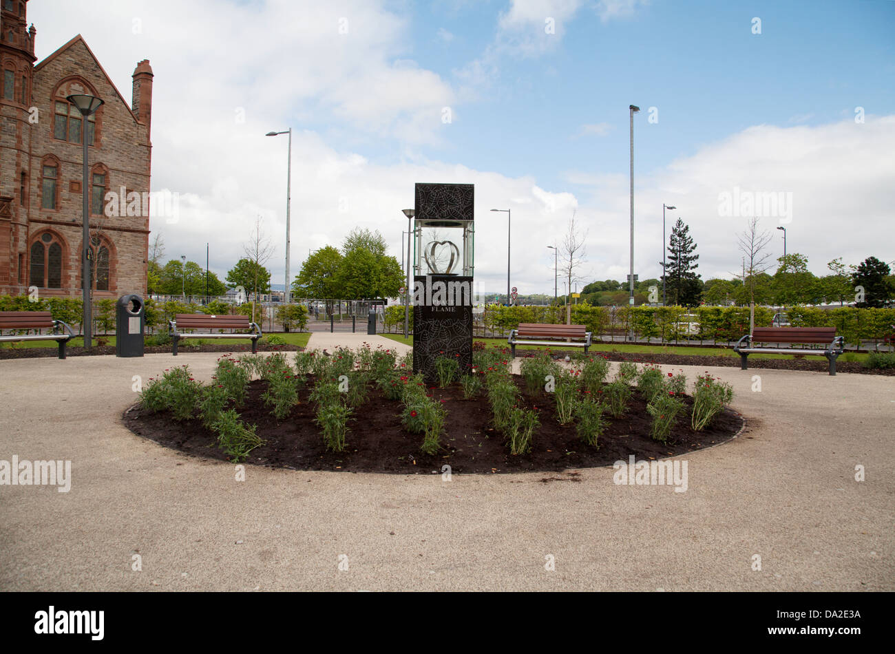 Peace Flame and garden Derry Londonderry Northern Ireland Stock Photo