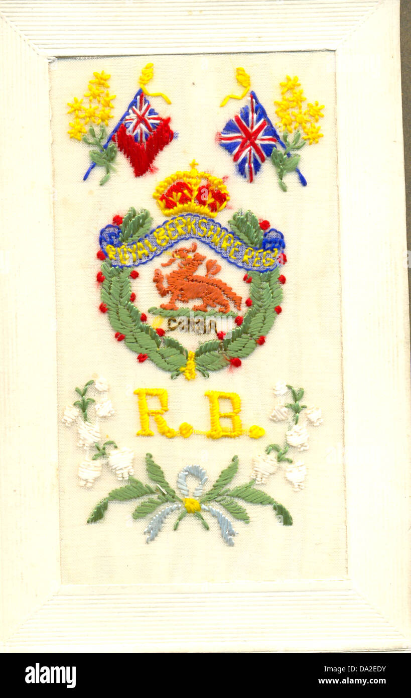 World War One silk embroidered postcard made in France Stock Photo