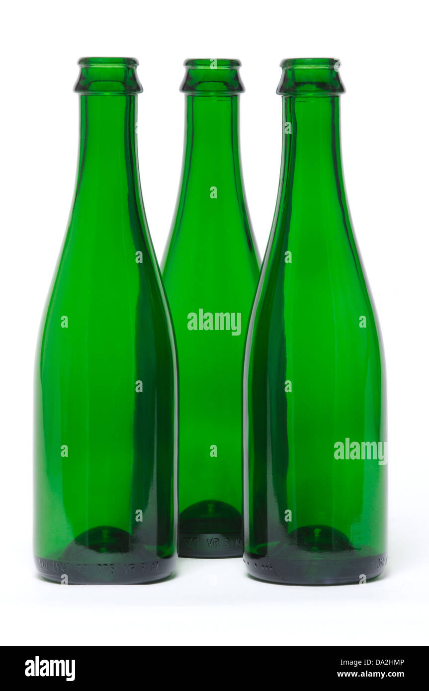 A green glass bottle on a white background Stock Photo - Alamy