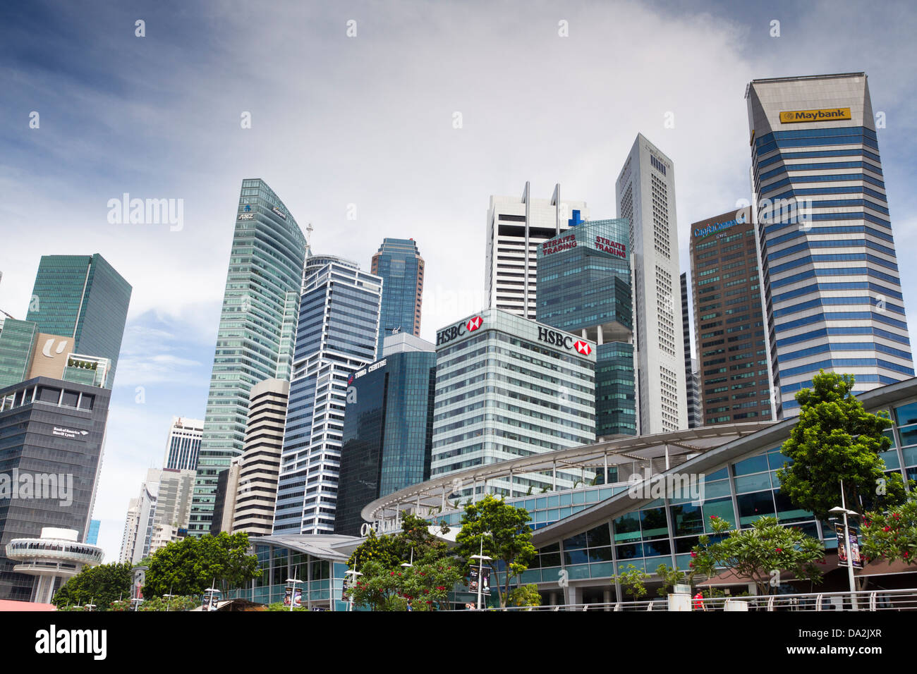 Financial/business district and banks from Marina Bay, Singapore Stock Photo