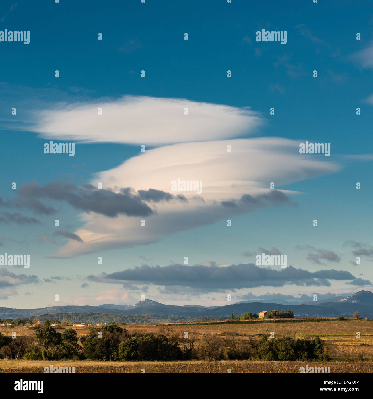 Altocumulus lenticularis, Herault, Languedoc Roussillon, France Stock Photo