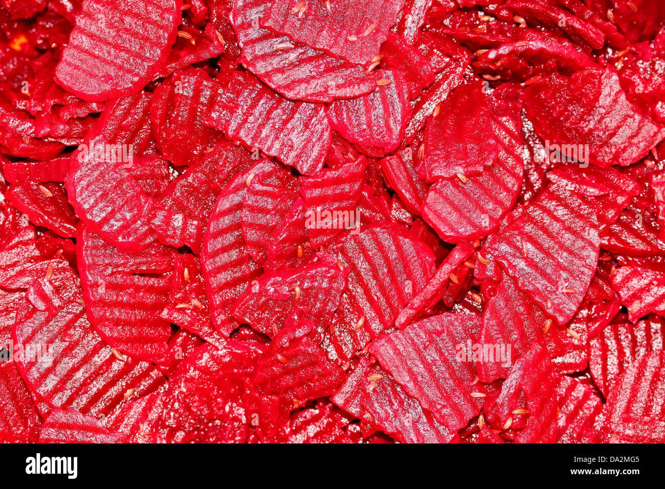 This is a closeup shot of sliced beetroot. Stock Photo