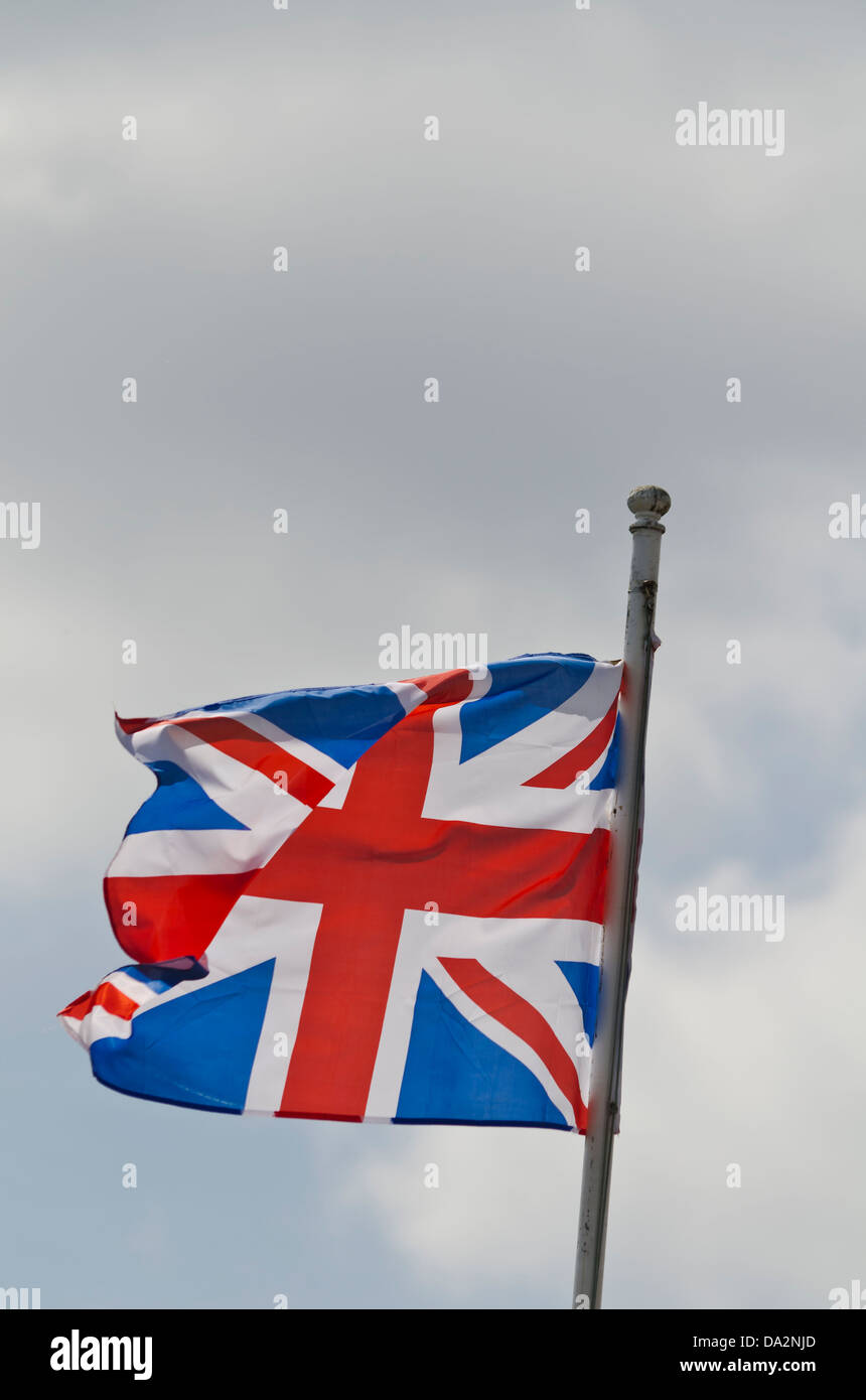 The union jack flapping in the wind Stock Photo