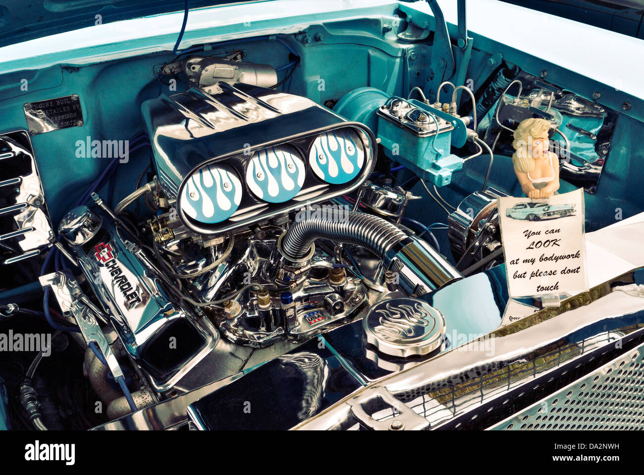 1957 Chevrolet Bel Air V8 engine Stock Photo