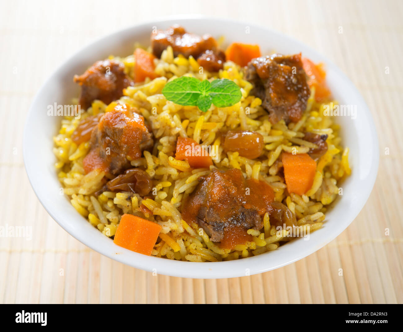 Arab food. Mutton With Rice. Middle eastern cuisine. Stock Photo