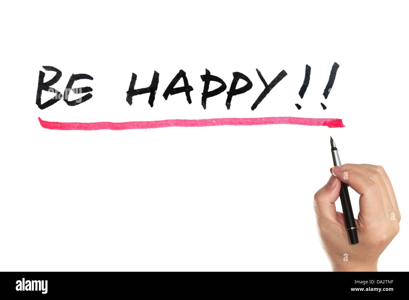 Be happy words written on the white board Stock Photo - Alamy